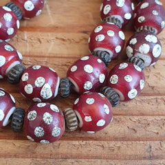 RED Skunk Venetian Style Trade Beads Dotted Eyes Beads AA Collection long strand