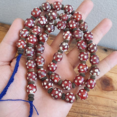 RED Skunk Venetian Style Trade Beads Dotted Eyes Beads AA Collection long strand