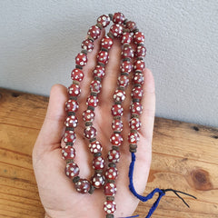RED Skunk Venetian Style Trade Beads Dotted Eyes Beads AA Collection long strand