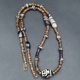 N21 Antique Old Himalayan Indo Tibetan Agate Beads Unique pattern Dzi Necklace