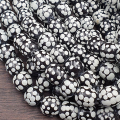 Skunk Venetian inspired Trade glass Beads Black Thousand Eye