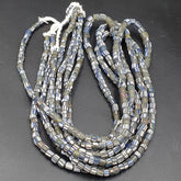 Lot 2 Strands OLD AFRICAN Gray Blue White Stripes GLASS BEADS Vintage Strands