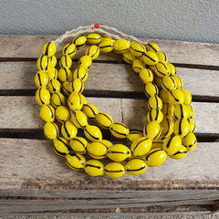 Stunning vintage Glass beads Veneraano Yellow Black Stripes beads Necklaces