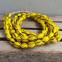 Stunning vintage Glass beads Veneraano Yellow Black Stripes beads Necklaces