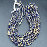 Lot 2 Strands OLD AFRICAN Blue White Stripes GLASS BEADS Vintage Strands