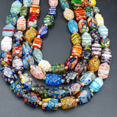 Lot Vintage Venetian Murano Millefiori Glass Beaded 4 Necklaces