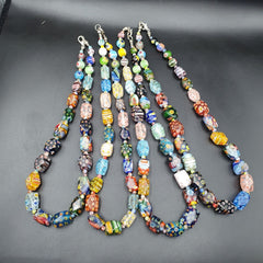 Lot Vintage Venetian Murano Millefiori Glass Beaded 4 Necklaces