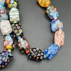 Lot Vintage Venetian Murano Millefiori Glass Beaded 4 Necklaces