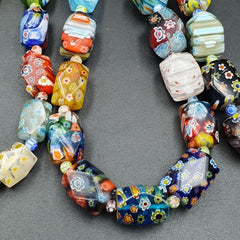 Lot Vintage Venetian Murano Millefiori Glass Beaded 4 Necklaces