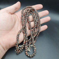 Lot 2 Strands OLD AFRICAN Black Red White Stripes GLASS BEADS Vintage Strands