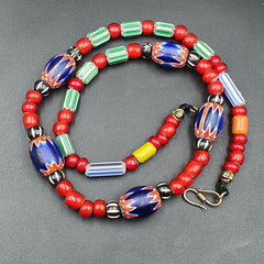 Vintage Venetian Style beads 7mm whiteheart Glass Chevron Beads Necklace