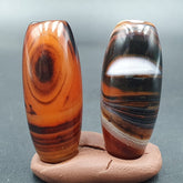 Very Rare Patterns 2 Red Agate Beads Vintage Himalayan Indo Tibetan Beads #2