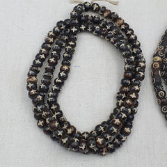 Lot 2 Old Tibetan Carving Yak Bone Necklace Tribal Decorated Beads Strands #B6