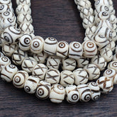 Lot 2 Old Tibetan Chinese Carved Necklace Tribal Decorated Beads Strands #B3