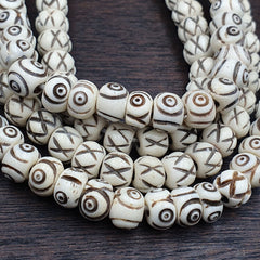 Lot 2 Old Tibetan Chinese Carved Necklace Tribal Decorated Beads Strands #B3