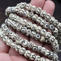 Lot 2 Old Tibetan Chinese Carved Necklace Tribal Decorated Beads Strands #B3