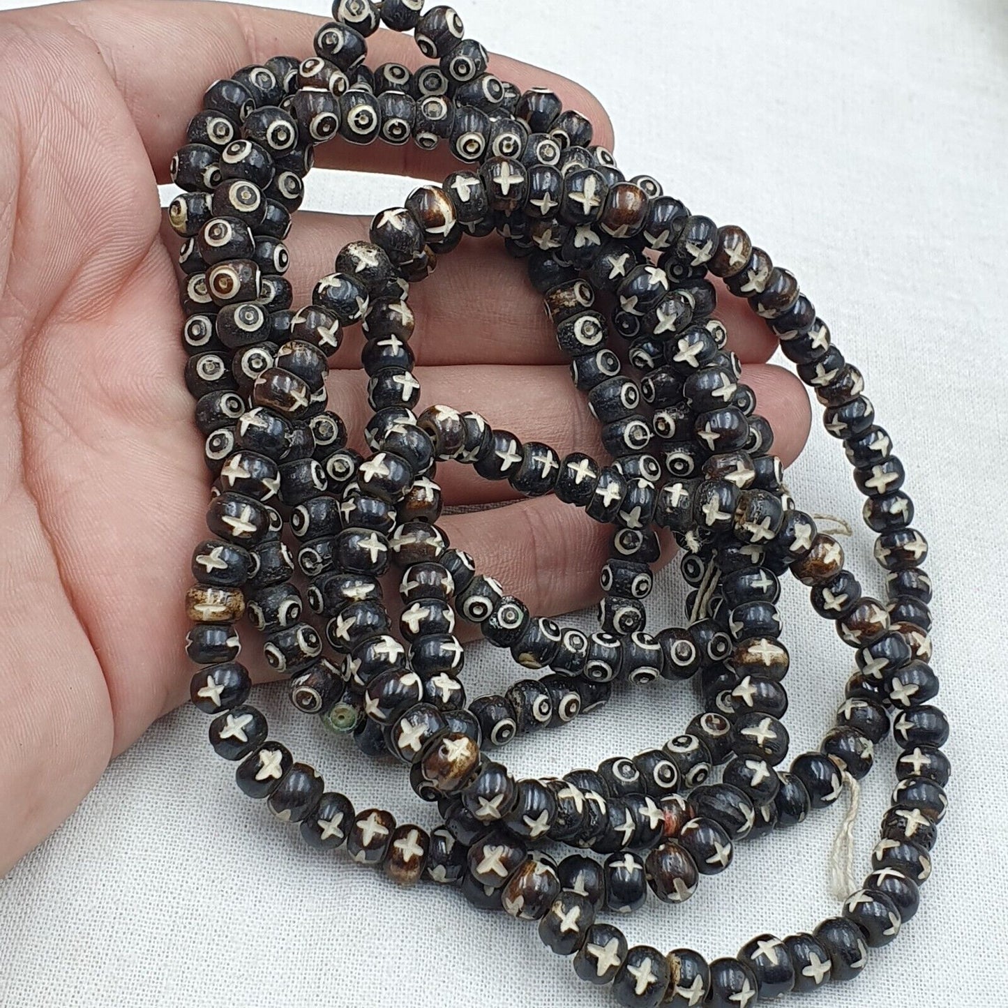 批量 2 件舊西藏雕刻犛牛骨項鍊部落裝飾珠串 #B6