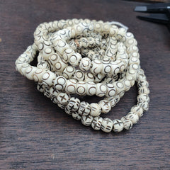 Lot 2 Old Tibetan Chinese Carved Necklace Tribal Decorated Beads Strands #B11