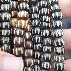 Lot 2 Old Tibetan Carving Yak Bone Necklace Tribal Decorated Beads Strands #B8