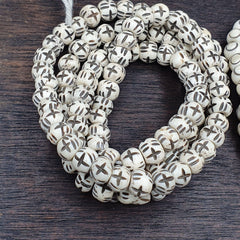 Lot 2 Old Tibetan Chinese Carved Necklace Tribal Decorated Beads Strands #B4