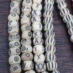 Lot 2 Old Tibetan Chinese Carved Necklace Tribal Decorated Beads Strands #2