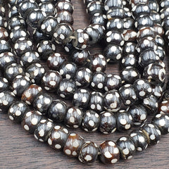 Lot 3 Old Tibetan Carving Yak Bone Necklace Tribal Decorated Beads Strands #B9