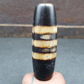 Vintage Old Indo Tibetan 3 Lines Agate Eye stone Bead Amulet