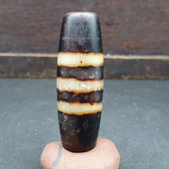 Vintage Old Indo Tibetan 3 Lines Agate Eye stone Bead Amulet