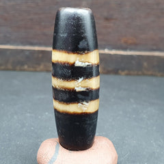 Vintage Old Indo Tibetan 3 Lines Agate Eye stone Bead Amulet