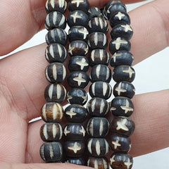 Lot 2 Old Tibetan Chinese Carved Necklace Tribal Carving Beads Strands #B13