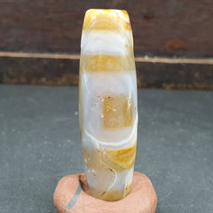 Rare Agate Old Indo Tibetan Agate 2 Eye Agate stone Dzi Decorated Bead Amulet