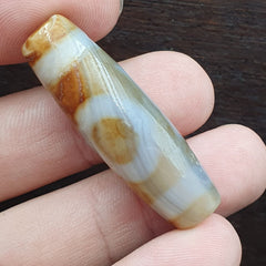 Rare Agate Old Indo Tibetan Agate 2 Eye Agate stone Dzi Decorated Bead Amulet