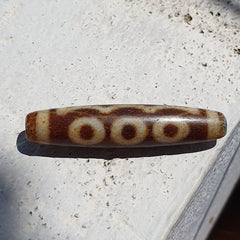 Himalayan Tibetan Dzi 5 eyes Triple Line Spiritual Amulet Mala Bead