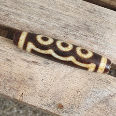 Nepalese Himalayan Tibetan Dzi Tripple Tasso 5 eyes Spiritual Amulet Mala Bead