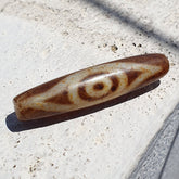 Rare Himalayan Tibetan Dzi Double Unique Eyes Spiritual Amulet Mala Bead