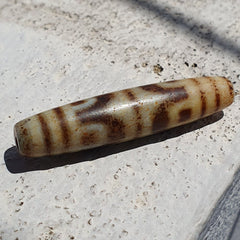 T36- Himalayan Tibetan Dzi 6 eyes Triple Lines Spiritual Amulet Mala Bead