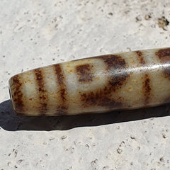 T36- Himalayan Tibetan Dzi 6 eyes Triple Lines Spiritual Amulet Mala Bead