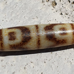 T36- Himalayan Tibetan Dzi 6 eyes Triple Lines Spiritual Amulet Mala Bead