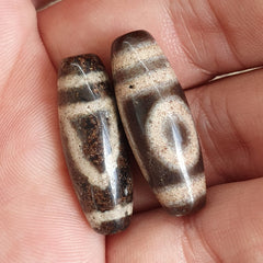 LOT 2 Eye BEADS Tibetan dzi bead old amulet Agate Tibet gzi pendant