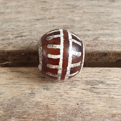 ETA-5 Antique Tibetan Etched Agate Bead Decorated Carnelian Beads