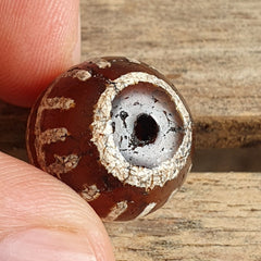 ETA-5 Antique Tibetan Etched Agate Bead Decorated Carnelian Beads