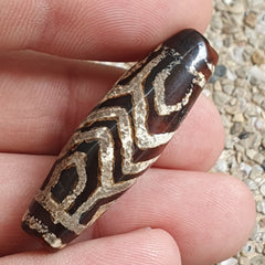 HIMALAYAN Indo Tibetan Central Asian Etched Agate beads Decorated bead BDET 1