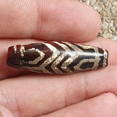 HIMALAYAN Indo Tibetan Central Asian Etched Agate beads Decorated bead BDET 1