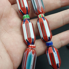 Vintage Venetian Style beads Old Chevrons Beads Necklace
