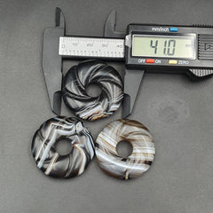 Lot 3 Old Himalayan Indo Tibetan Suleimani Carving Agate Donut Amulet Bead #1117