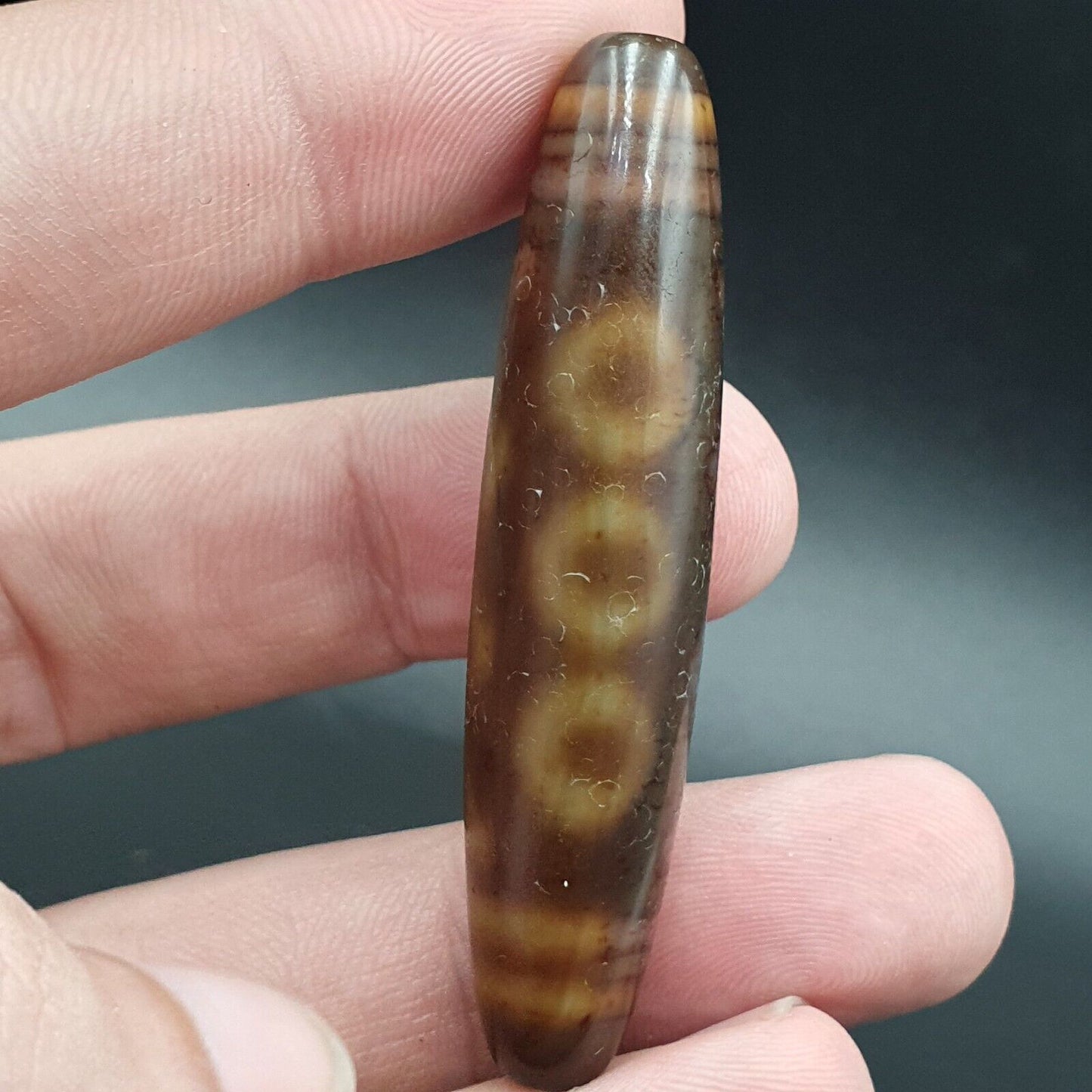 古董西藏老瑪瑙純五眼強力天珠護身符