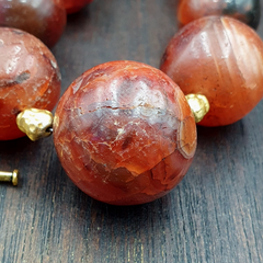 NL-8 Antique Old Himalayan Indo Tibetan Carnelian Agate Beads Necklace