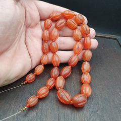 RARE Old antique Indo Tibetan Carnelian Agate Beads Melon Shape Beads necklace