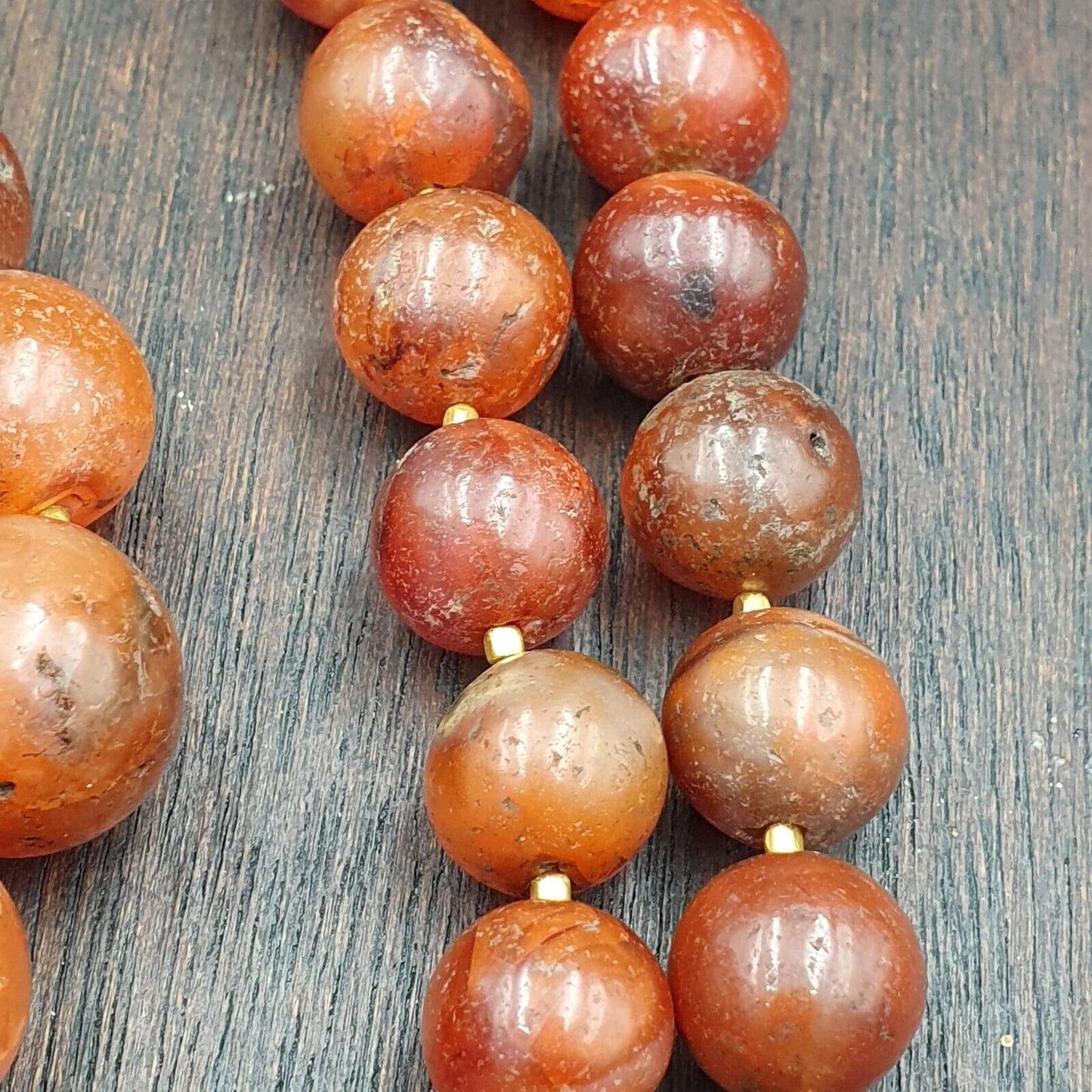 古董老喜馬拉雅印度藏紅玉髓瑪瑙珠項鍊 NL7