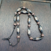 VINTAGE BEAUTIFUL Venerano ART Fancy 32×14MM Aventurine blackGLASS BEADS Strand